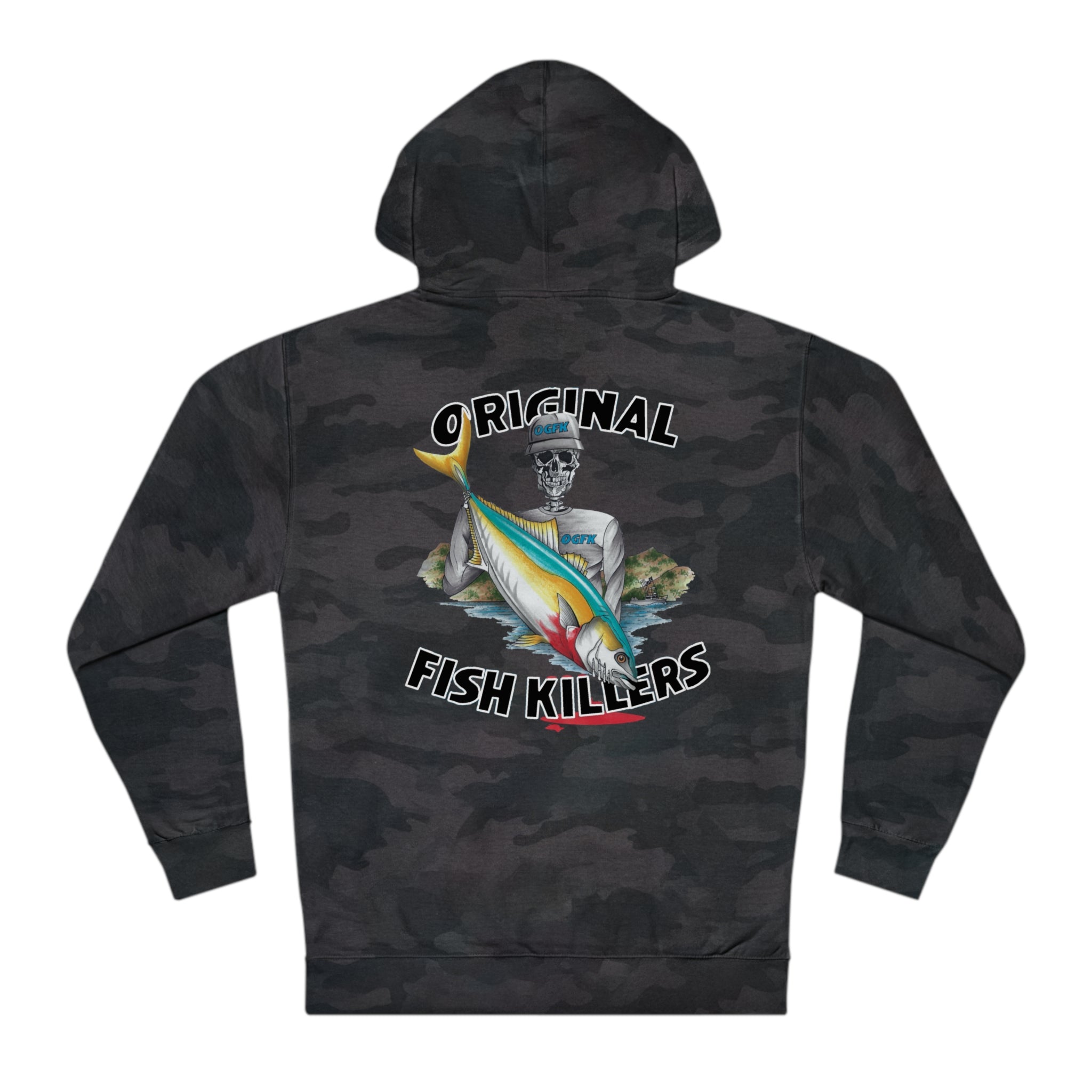 DEADMAN HOODIE- BLACK CAMO – Original Fish Killers